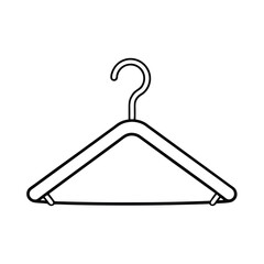 Simple black and white outline illustration of clothes hanger for fashion design projects