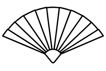 Hand Fan Line Art Vector Illustration