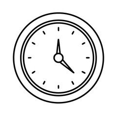 Outline of a round wall clock illustrating the concept of time and deadline