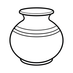 Simple pottery vase vector illustration for coloring book or graphic design projects