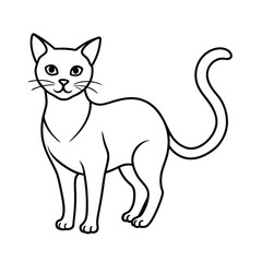 Elegant cat line art silhouette domestic feline pet illustration simple black and white design