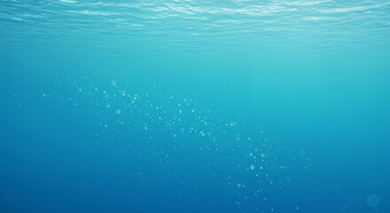Obraz premium Underwater Scene Tranquil Ocean Depth with Bubbles and Sunlight