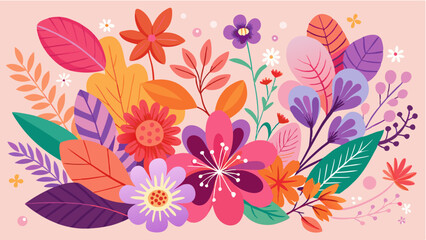 Obraz premium Whimsical Botanical Art with Colorful Flowers