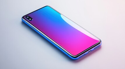 A smartphone with a fingerprint scanner and large AMOLED display isolated on a pure white background, realistic lighting and shadow, ideal for cut-out and compositing