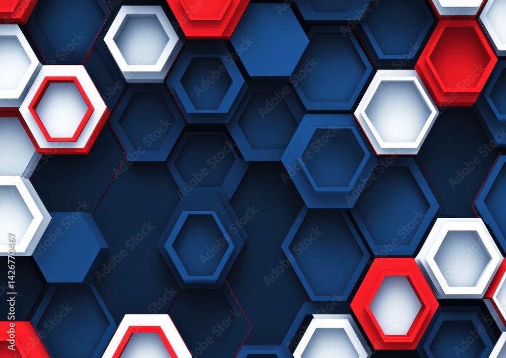 Poster blue hexagonal background vector presentation design with white space generative ai