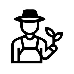 Male Farmer Holding Young Plant Icon Design