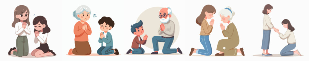 illustration of a child apologizing to an older person