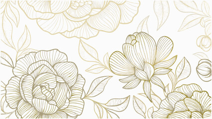 Fototapeta premium vector gold rose line background flower illustrat (1).eps