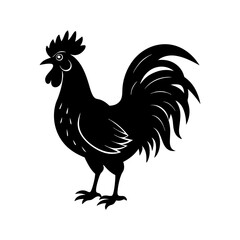 Rooster crowing in the morning silhouette illustration
