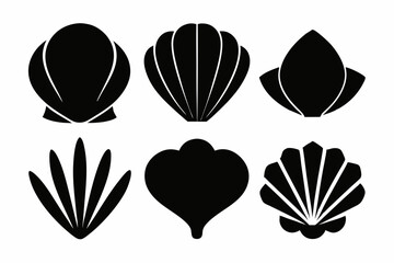 set of Seashell silhouette vector illustration