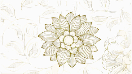 vector gold rose line background  flower illustrat (2).eps