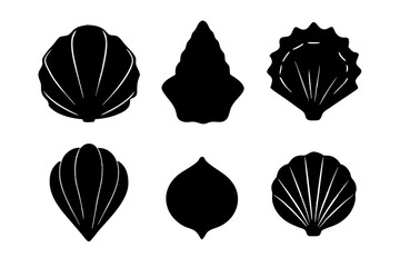 set of Seashell silhouette vector illustration