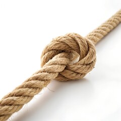 Closeup of a Single Overhand Knot in a Thick Brown Rope