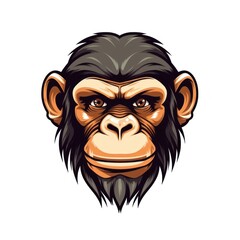 Obraz premium Chimpanzee face retro logo illustration wildlife animal.