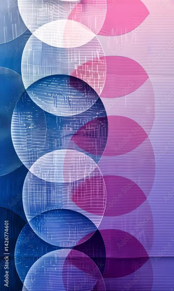 Aufkleber artistic display of colorful circular patterns with a blend of blue and pink hues