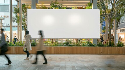 Billboard mockup walking person people.