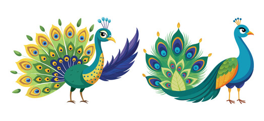 A wild peacock bird standing next to a tree with pink flowers. Peacocks, baby peacock wallpaper