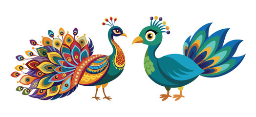 A wild peacock bird standing next to a tree with pink flowers. Peacocks, baby peacock wallpaper