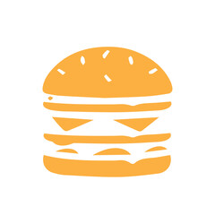 big burger icon illustration in yellow color