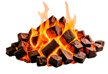Close-up of burning embers isolated in the background