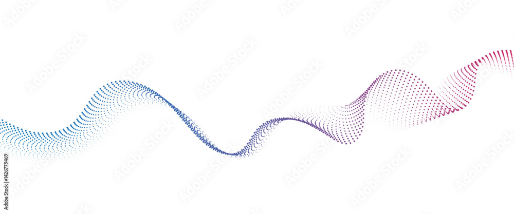 Leinwandbilder flowing dot wave halftone gradient pattern on transparent background