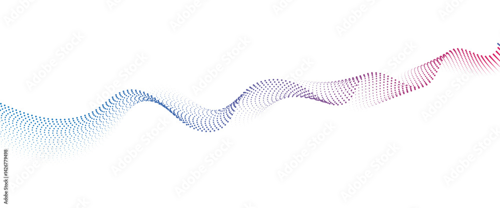 Poster flowing dot wave halftone gradient pattern on transparent background
