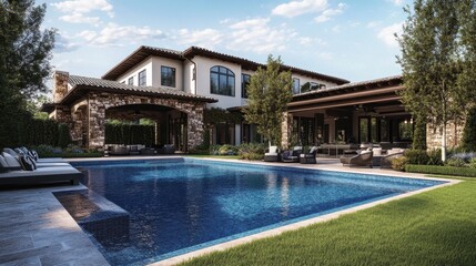 Fototapeta premium Villa with serene backyard