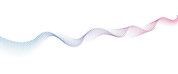 Flowing Dot Wave halftone gradient pattern on transparent background	