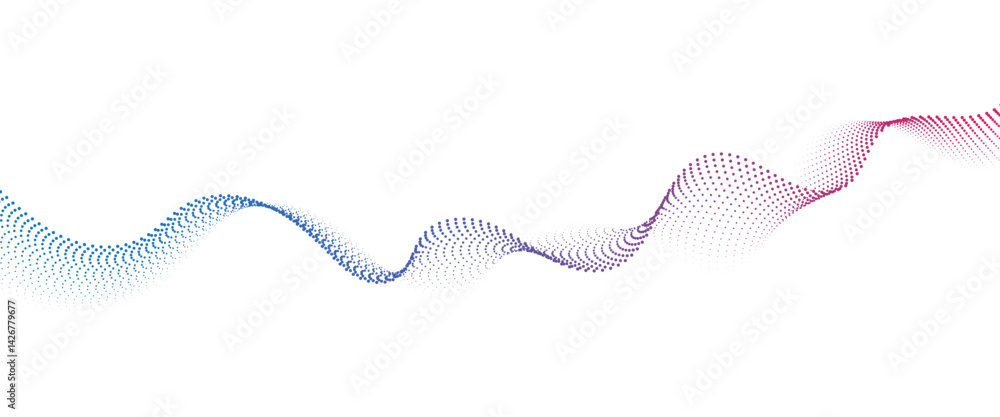 Leinwandbilder flowing dot wave halftone gradient pattern on transparent background