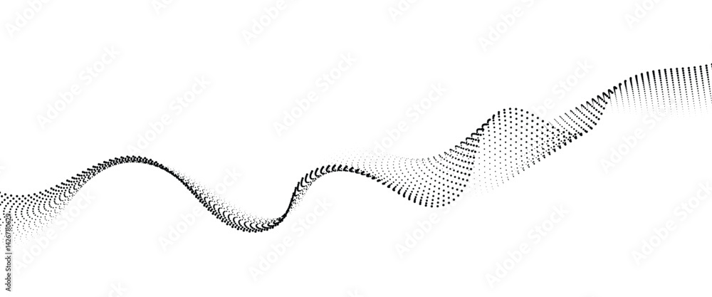 Leinwandbilder flowing dot wave halftone gradient pattern on transparent background