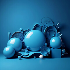 Abstract 3D modern colorful marble shape with Flowers, and Circular Frame and Organic Elements Background.
