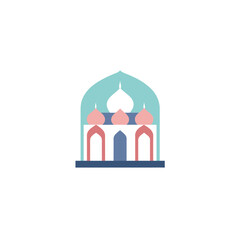 Elegant Mosque Illustration Architectural Design, Islamic Culture, Spiritual Symbol, Peaceful Place, Religious Building