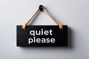 Quiet Please: A Minimalist Black Sign with a Rustic Touch