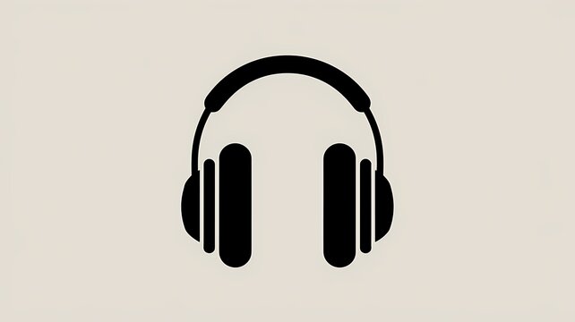 A minimalist black silhouette of a headphone, suitable for any audio related project