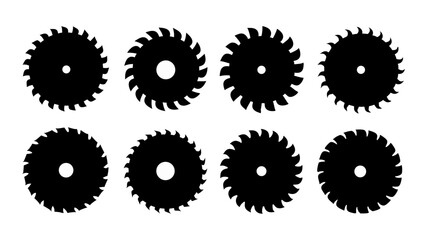 Set of circular saw silhouette vector on white background