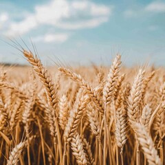 Fototapeta premium Golden Wheat Field Under a Summer Sky