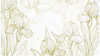 vector golden iris flowers frame  vintage floral b.eps