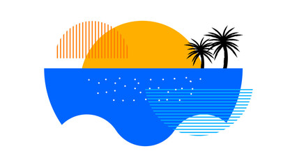 Summer sale web banner, Flyer, Postcard, Print background, Digital Background, Social Media Post, Summer vector illustration. summer beach Sun water waves background, Summer big Sale banner