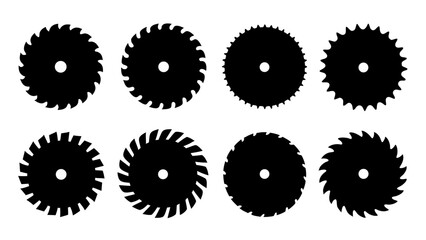 Set of circular saw silhouette vector on white background