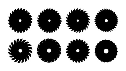 Set of circular saw silhouette vector on white background