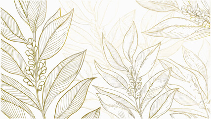 vector golden line floral frame  line plant design (2).eps