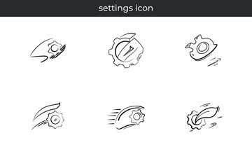 Hand drawn creative settings icon vector illustration pack