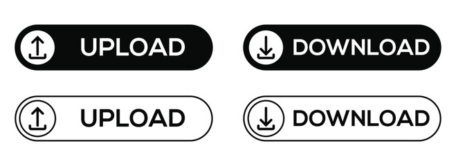 Set of Download and upload button set Vector. 