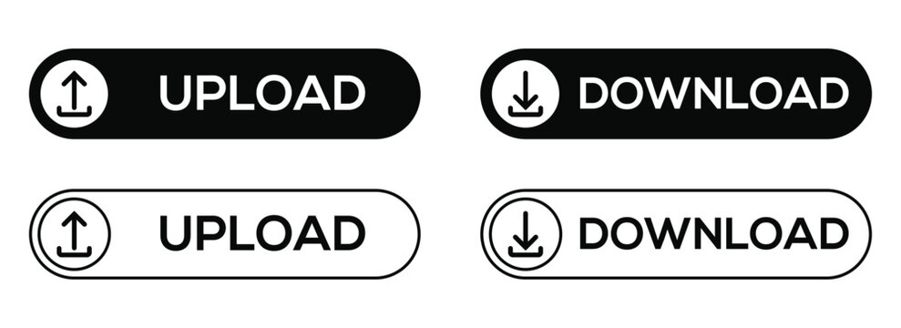 Set of Download and upload button set Vector. 