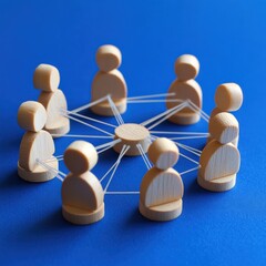 Obraz premium Wooden Figures Network Collaboration Teamwork Concept