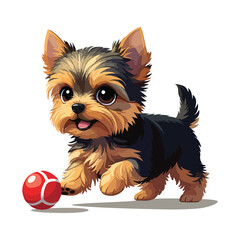 Baby Yorkshire Terrier in chibi style on white background