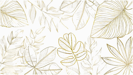 vector golden line floral frame  line plant design (5).eps