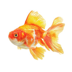 Vibrant Goldfish in Isolation on Green Background