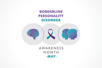 Vector illustration for Borderline Personality Disorder Awareness Month which is held in the month of May every year, It is a mental health condition that affects people's feelings.