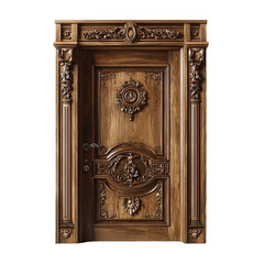 Handcrafted ornate wooden entrance with elegant floral patterns